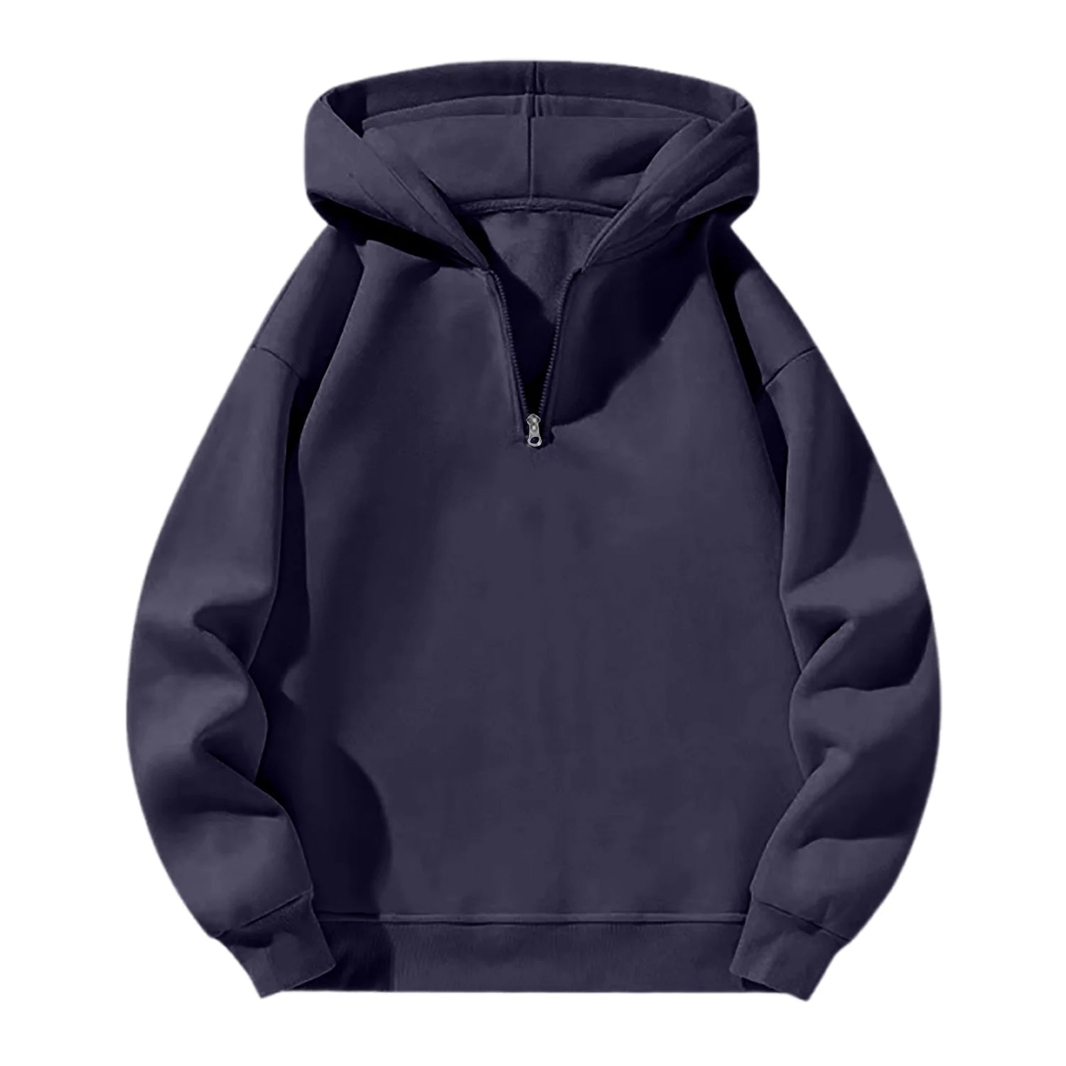 Men'S Quarter Zip Hoodies Zip up Solid Color Hoodie Long Sleeve Drop Shoulder Sweatshirt Casual Pullover Navy XL