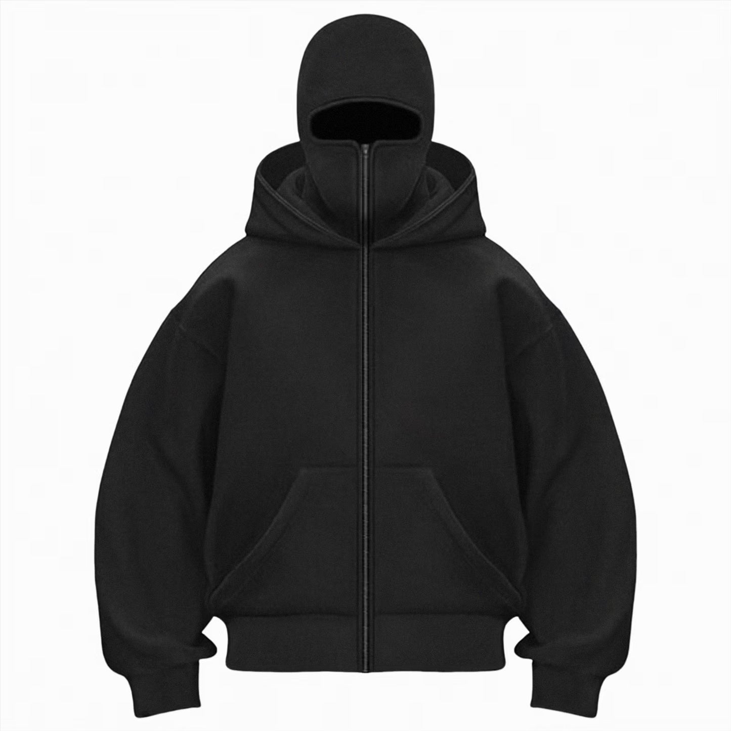 Balaclava Hoodie Zippe, Double Hooded Zip Jacket, Built-In Eye Mask, Full Zip Hooded Sweatshirt, Unisex