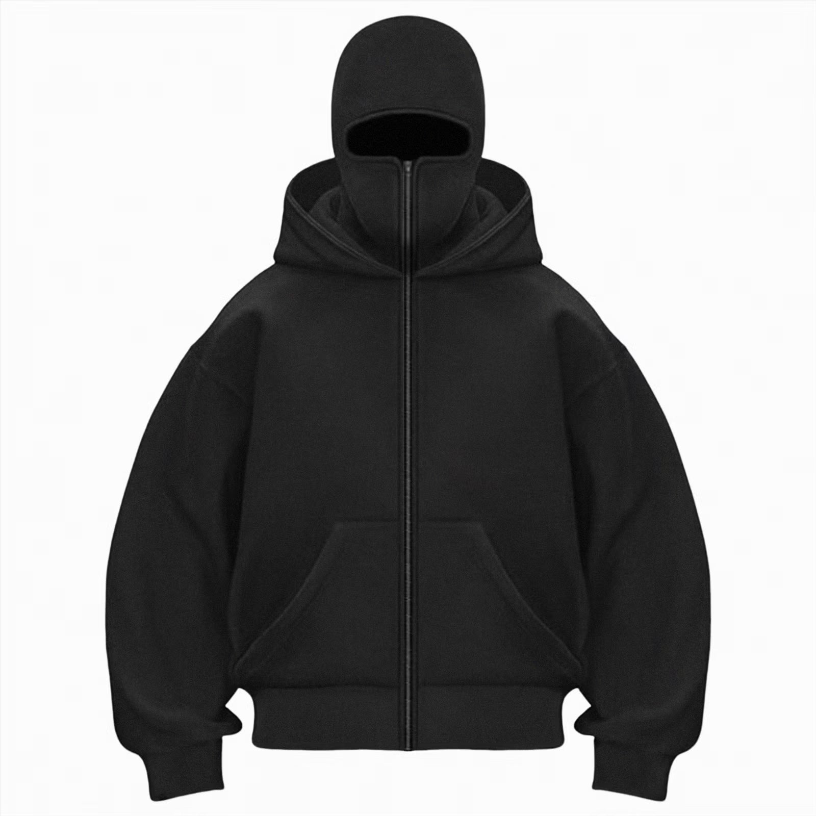 Balaclava Hoodie Zippe, Double Hooded Zip Jacket, Built-In Eye Mask, Full Zip Hooded Sweatshirt, Unisex
