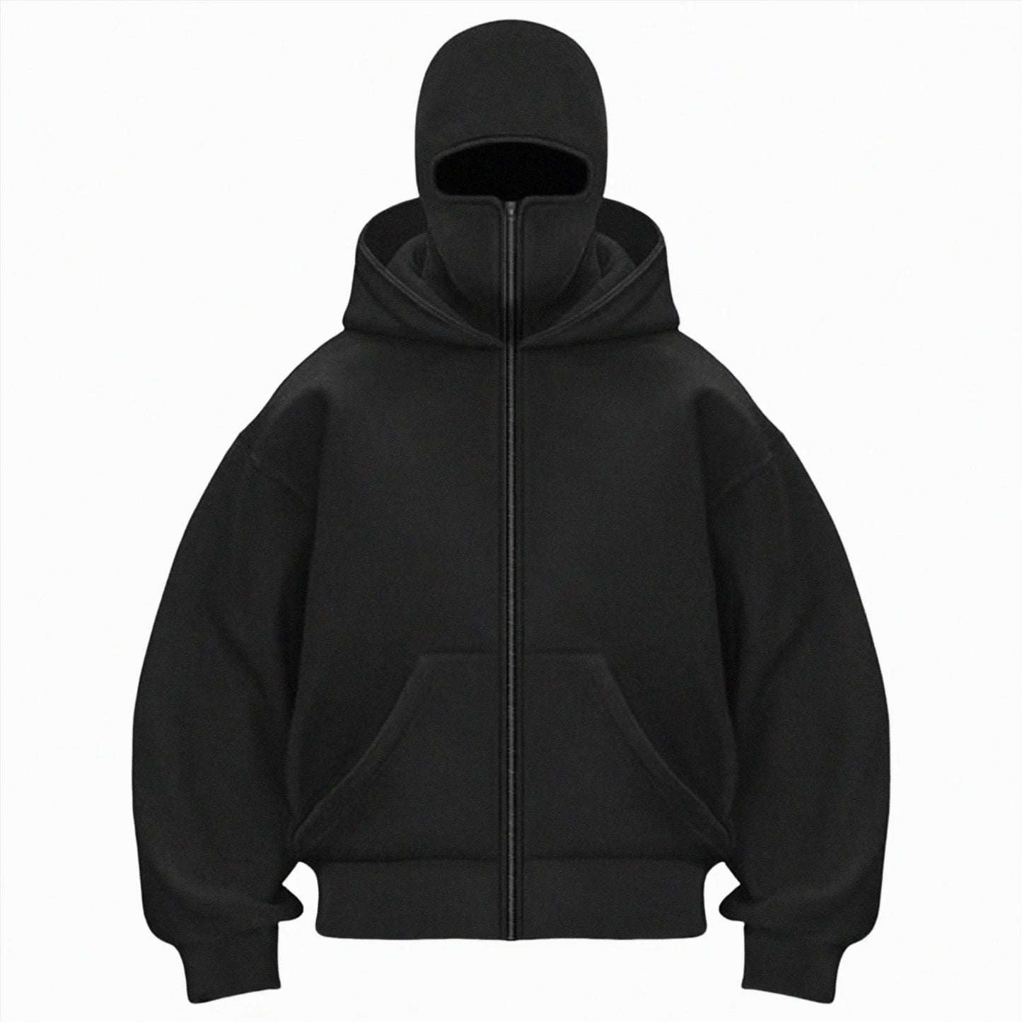 Balaclava Hoodie Zippe, Double Hooded Zip Jacket, Built-In Eye Mask, Full Zip Hooded Sweatshirt, Unisex