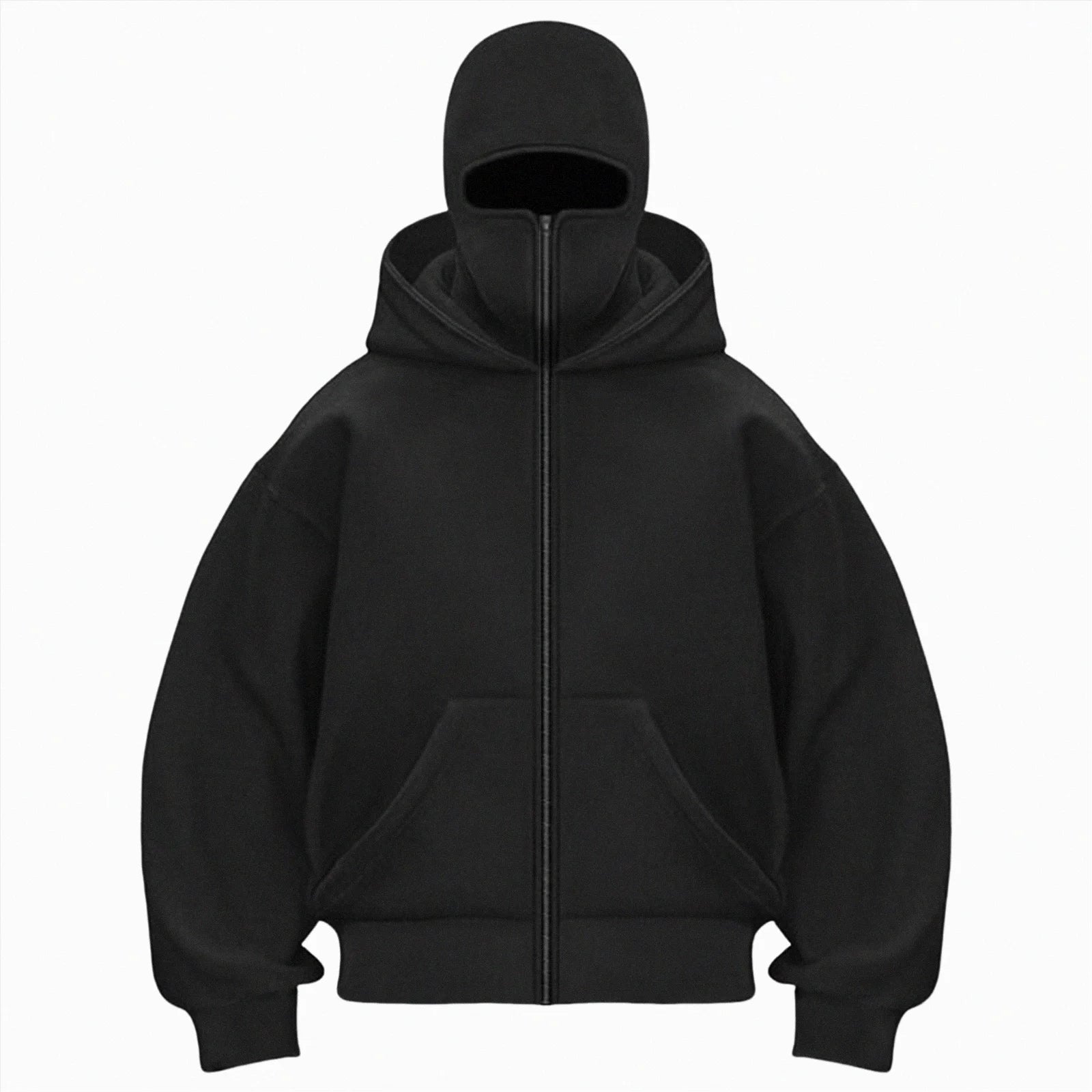 Balaclava Hoodie Zippe, Double Hooded Zip Jacket, Built-In Eye Mask, Full Zip Hooded Sweatshirt, Unisex